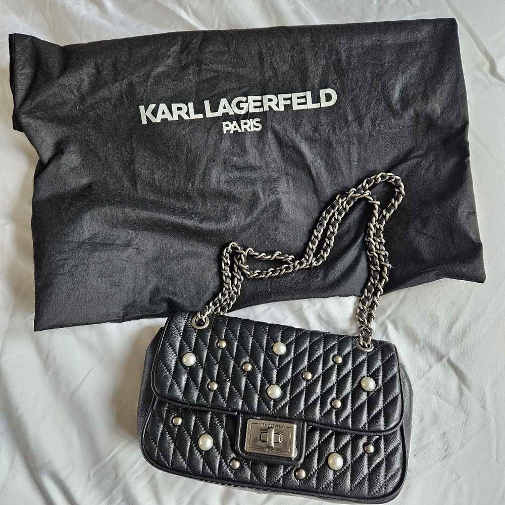 Karl Lagerfeld Agyness Shoulder Bag Pearl Embellished
